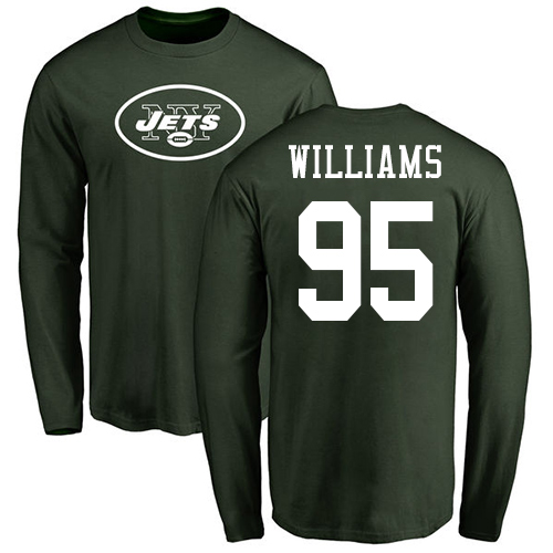New York Jets Men Green Quinnen Williams Name and Number Logo NFL Football #95 Long Sleeve T Shirt